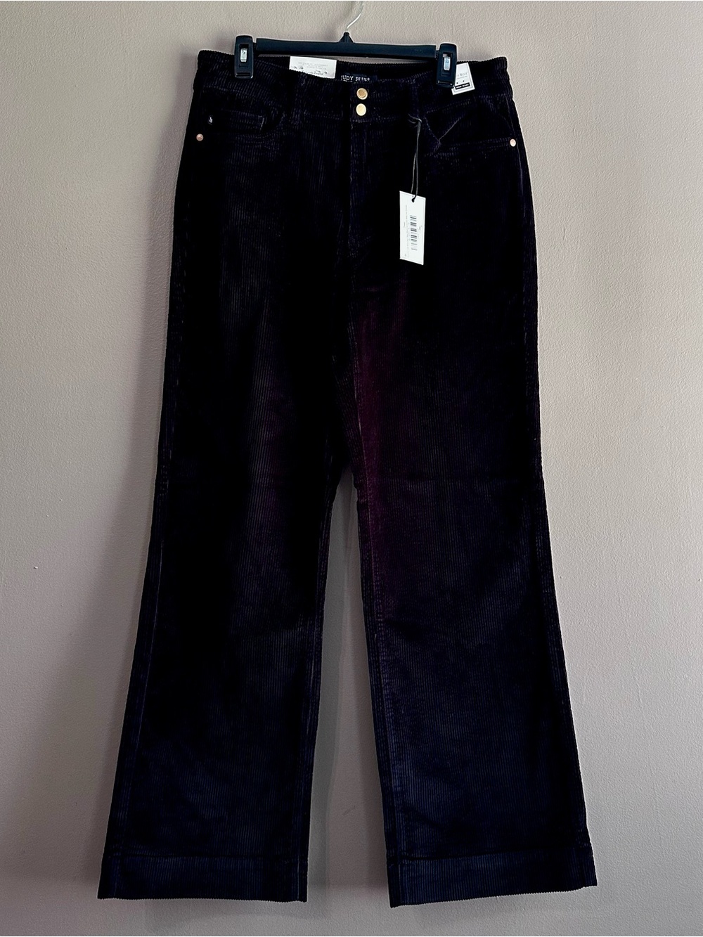 Judy Blue Black High Rise Corduroy Wide Leg 90s Trousers Womens 31 NWT